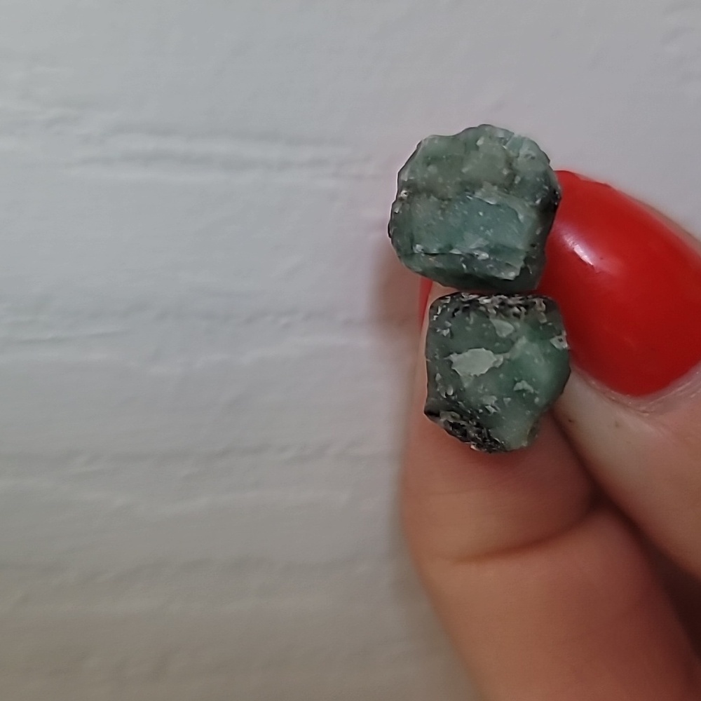 Raw Emerald Stud Earrings - image 5